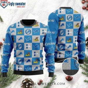 Detroit Lions Ugly Christmas Sweater – Checkered Flannel Design