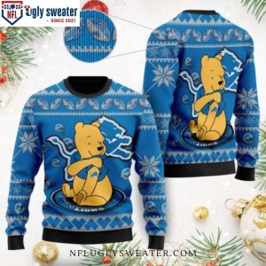 Detroit Lions Ugly Christmas Sweater – Cute Winnie The Pooh Bear Graphics