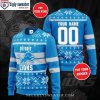 Detroit Lions Ugly Christmas Sweater – Funny Santa Enters Chimney Graphic