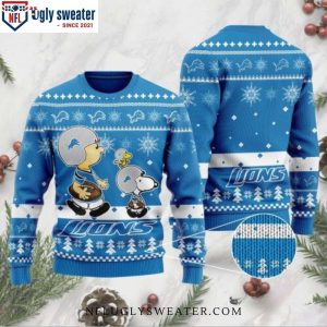 Detroit Lions Ugly Christmas Sweater – Funny Charlie Brown Snoopy Graphic