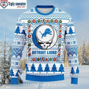 Detroit Lions Ugly Christmas Sweater – Grateful Dead Logo Edition