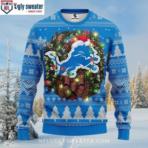 Detroit Lions Ugly Christmas Sweater – Laurel Wreath Design For Him