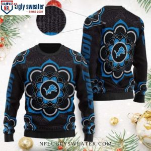 Detroit Lions Ugly Christmas Sweater – Mandala Logo Pattern