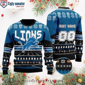 Detroit Lions Ugly Christmas Sweater – NFL Custom Name Number Design