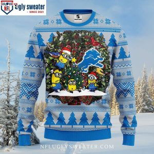 Detroit Lions Ugly Christmas Sweater – NFL Minion Graphic Edition