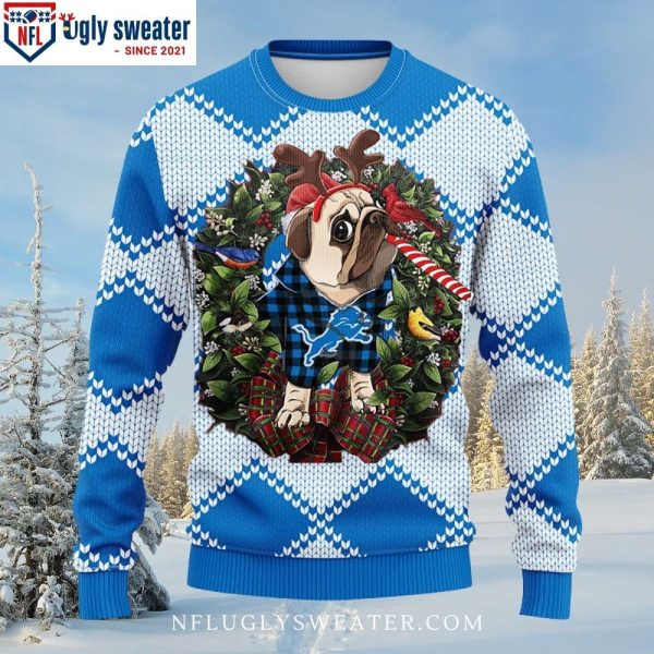 Detroit Lions Ugly Christmas Sweater – Pub Dog Graphic Edition