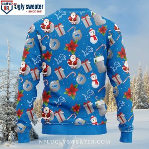 Detroit Lions Ugly Christmas Sweater – Santa Claus And Snowman Edition