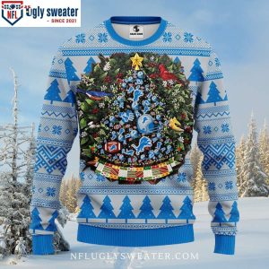 Detroit Lions Ugly Christmas Sweater – Tree Ball Christmas Graphic