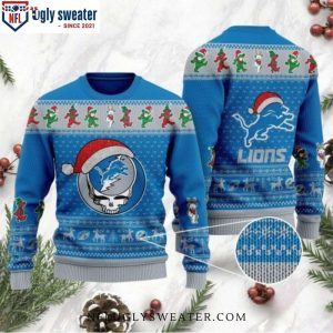 Detroit Lions Ugly Sweater – Grateful Dead Skull And Bears Graphics