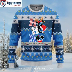 Detroit Lions Ugly Sweater – Ho Ho Ho Mickey Edition