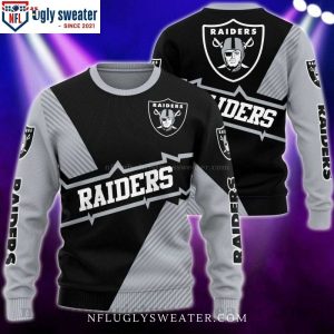 Diagonal Stripes Las Vegas Raiders Ugly Christmas Sweater – Cozy Gift for Fans