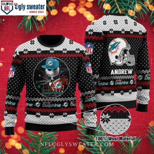 Dolphins Christmas Sweater – Miami Dolphins Jack Skellington Edition