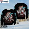 Dolphins Christmas Sweater With Gingerbread Man Graphic