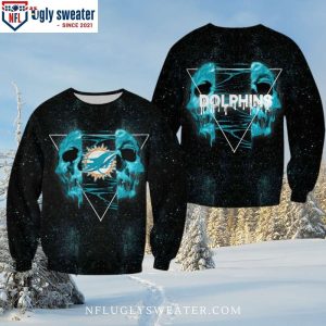 Dolphins Christmas Sweater With Limited Edition Skull Graphic