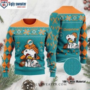 Dolphins Ugly Christmas Sweater – Charlie Brown Peanuts Snoopy Design