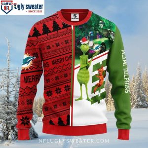 Dolphins Ugly Christmas Sweater – Grinch And Scooby-Doo Logo Print