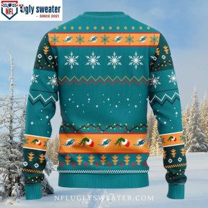 Dolphins Ugly Christmas Sweater – Grinch Christmas Light Logo Print