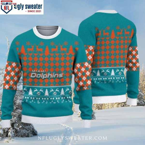 Dolphins Ugly Christmas Sweater – Reindeer Symbol Festive Design