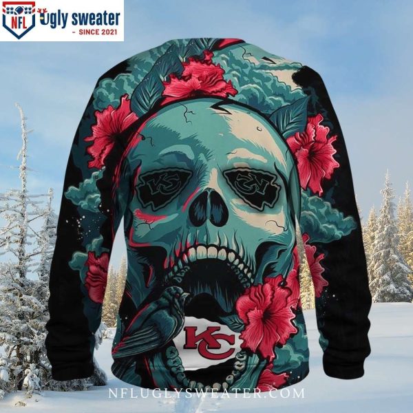 Exclusive Kc Chiefs Skull Flower Ugly Christmas Sweater