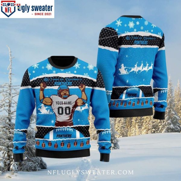 Festive Carolina Panthers Football Ugly Christmas Sweater