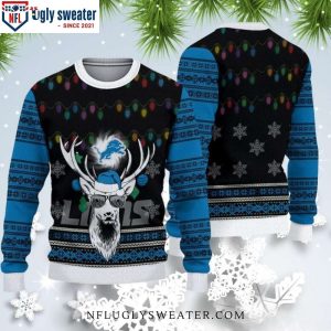 Festive Detroit Lions Reindeer Ugly Christmas Sweater Unique Gift For Fans