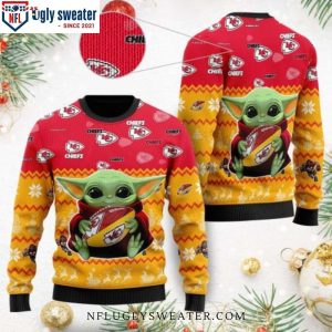 Festive Kansas City Chiefs Sweater Featuring Star Wars Baby Yoda