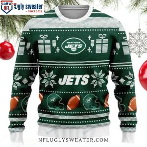 Football Gifts New York Jets Ugly Christmas Sweater Customizable Design 2