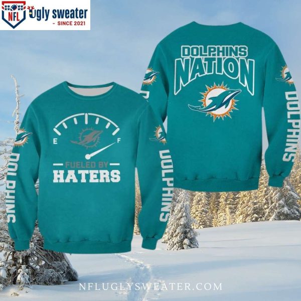 Fueled Haters Dolphins Nation – Miami Dolphins Ugly Christmas Sweater