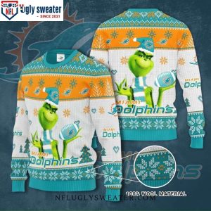 Fun And Whimsical Miami Dolphins Grinch Christmas Sweater