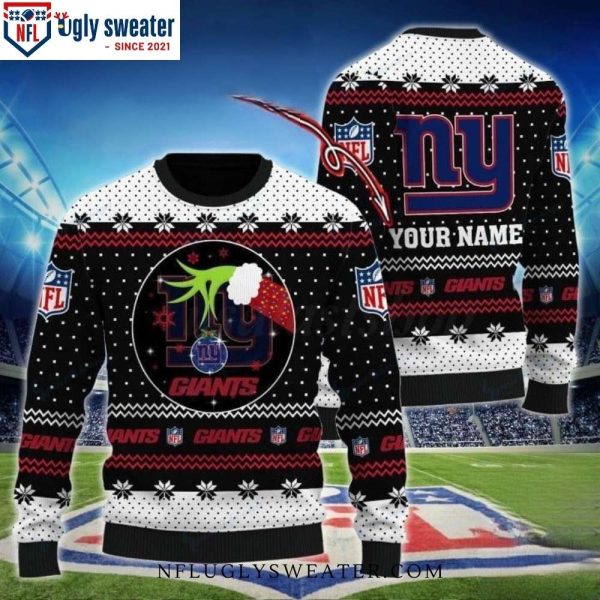 Fun Grinch Graphics With Ornament Ny Giants Ugly Christmas Sweater