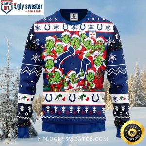 Funny 12 Grinch Xmas Day Indianapolis Colts Ugly Xmas Sweater