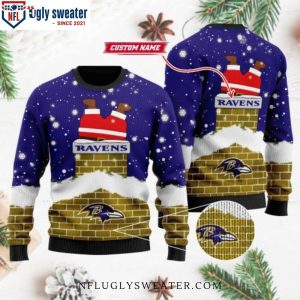 Funny Baltimore Ravens Santa Claus Ugly Christmas Sweater Gift For Fans