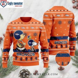 Funny Charlie Brown Peanuts Snoopy Denver Broncos Ugly Christmas Sweater