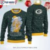 Elevate Your Fandom – White Skull Graphic On Packers Ugly Christmas Sweater