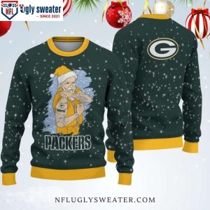 Funny Christmas Santa Claus Tattoo Green Bay Packers Ugly Sweater