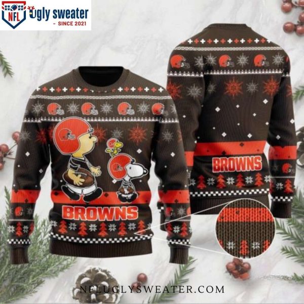 Funny Cleveland Browns Charlie Brown Peanuts Snoopy Ugly Sweater