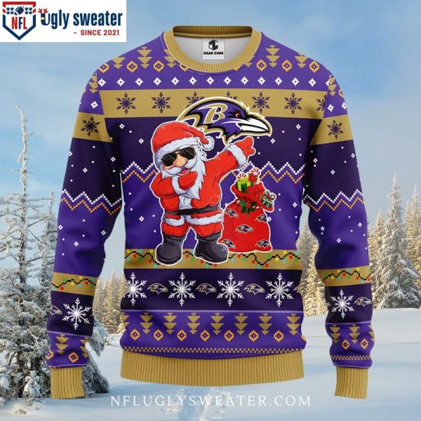 Funny Dabbing Santa Claus NFL Baltimore Ravens Ugly Sweater