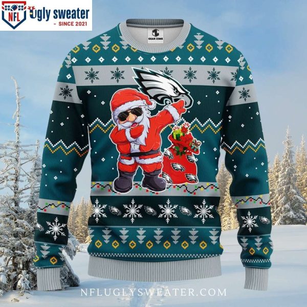 Funny Dabbing Santa Claus – Philadelphia Eagles Ugly Sweater