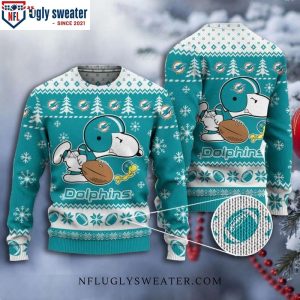 Funny Dolphins Christmas Sweater – NFL Snoopy Player Graphic Edition