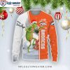 Funny Denver Broncos Grinch Sits On Broncos Toilet Helmet 3D Ugly Sweater