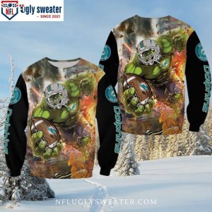 Funny Miami Dolphins Amazing Hulk Pattern Ugly Christmas Sweater