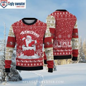 Funny San Francisco 49ers Santa In Chimney Ugly Xmas Sweater