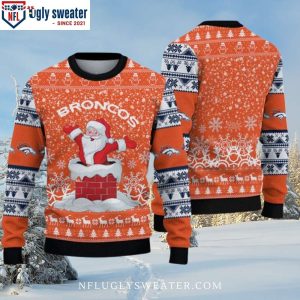 Funny Santa Claus Chimney Graphic Denver Broncos Ugly Christmas Sweater