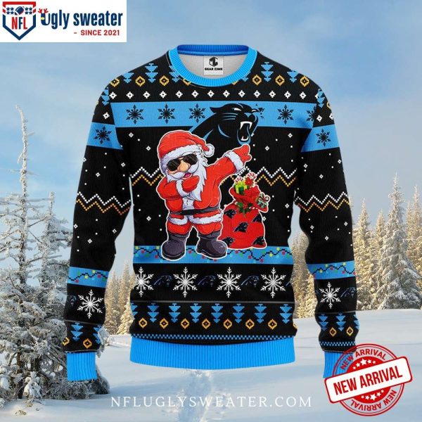 Funny Santa Dabbing Carolina Panthers Ugly Christmas Sweater