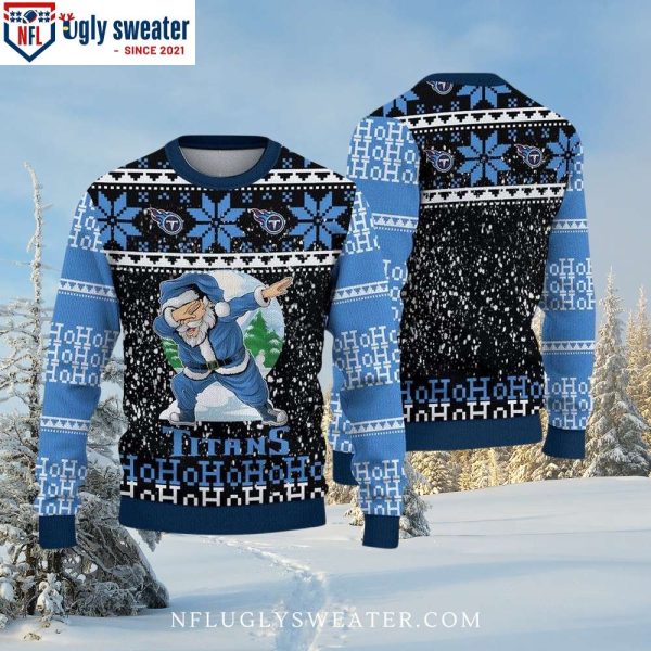 Funny Santa Dabbing Tennessee Titans Xmas Sweater Ho Ho Ho