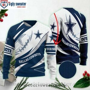 Get Festive With Cowboys Logo Print Ugly Christmas Sweater – Must-Have For Fans