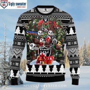 Gift Box And Laurel Wreath Las Vegas Raiders Ugly Christmas Sweater A Unique Gift 1 1