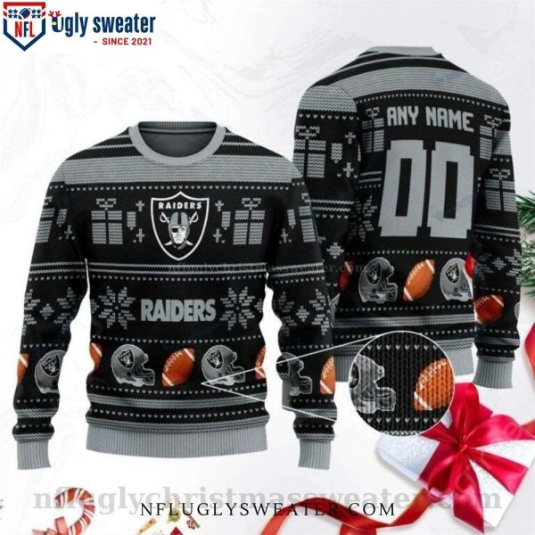 Gift Boxes And Snowflakes Raiders Ugly Christmas Sweater – Ideal Gift for Fans