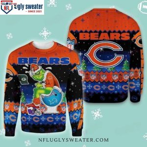 Gifts For Chicago Bears Fans – Grinch In Helmets Toilet Sweater