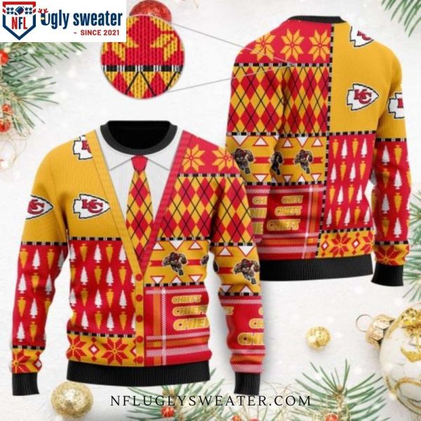 Gifts For Chiefs Fans – Cardigan Style Kansas City Chiefs Ugly Christmas Sweater